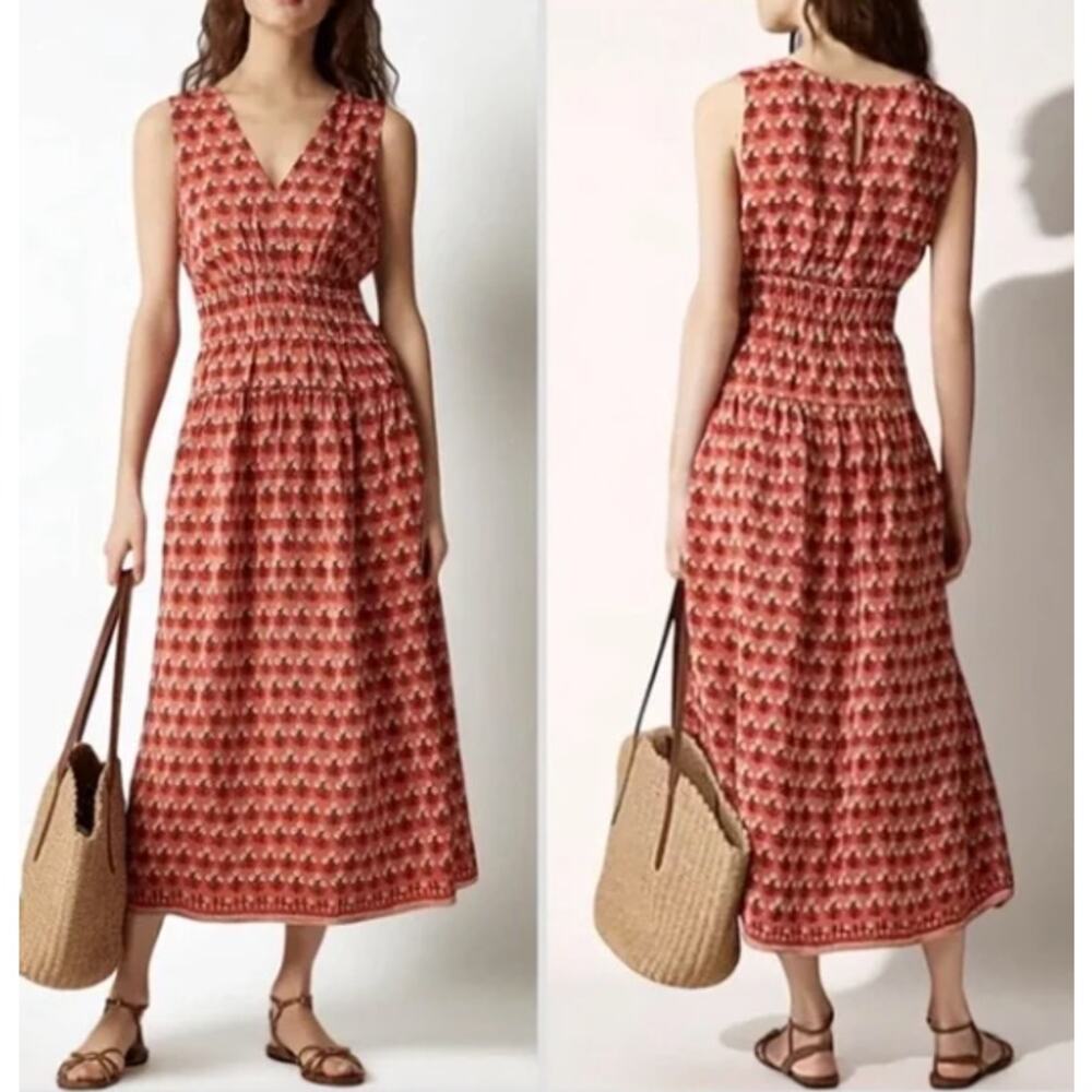NWT J. Crew Hyacinth Dress in Red Orange Print M
